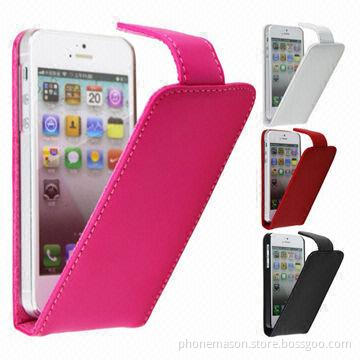 Black Leather Flip Case Cover for iPhone 5